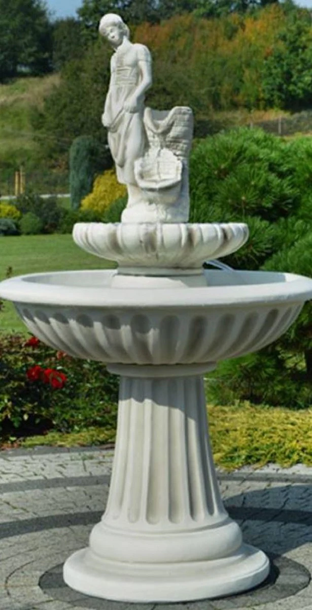 Casa Padrino fuente Art Nouveau dama gris Ø 92 x A. 162 cm - Magnífica Fuente de Jardín - Fuente de Decoración de Jardín - Accesorios de Decoración de Jardín Barroco y Art Nouveau