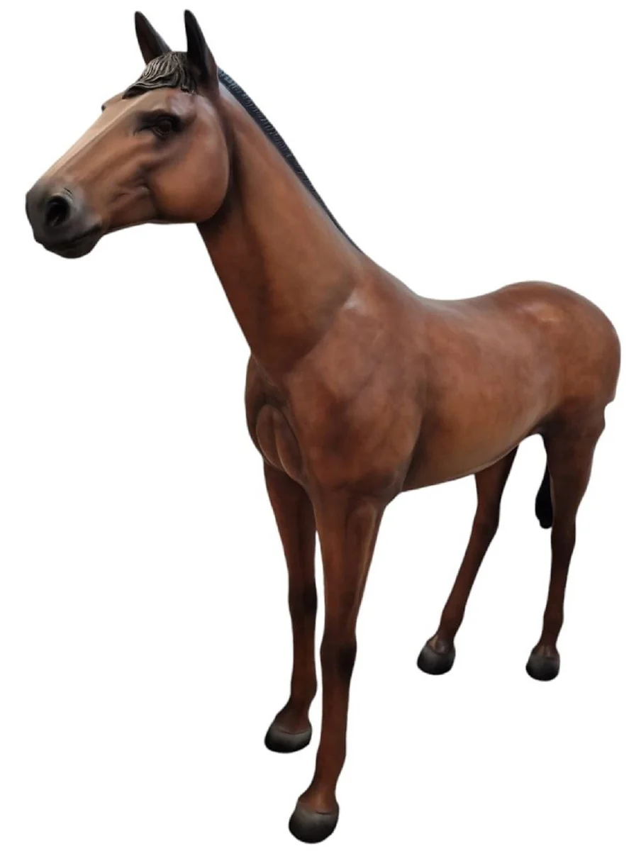 Casa Padrino escultura decorativa XXL caballo marr¨®n / negro 230 cm - Figura de jard¨ªn de tama?o natural
