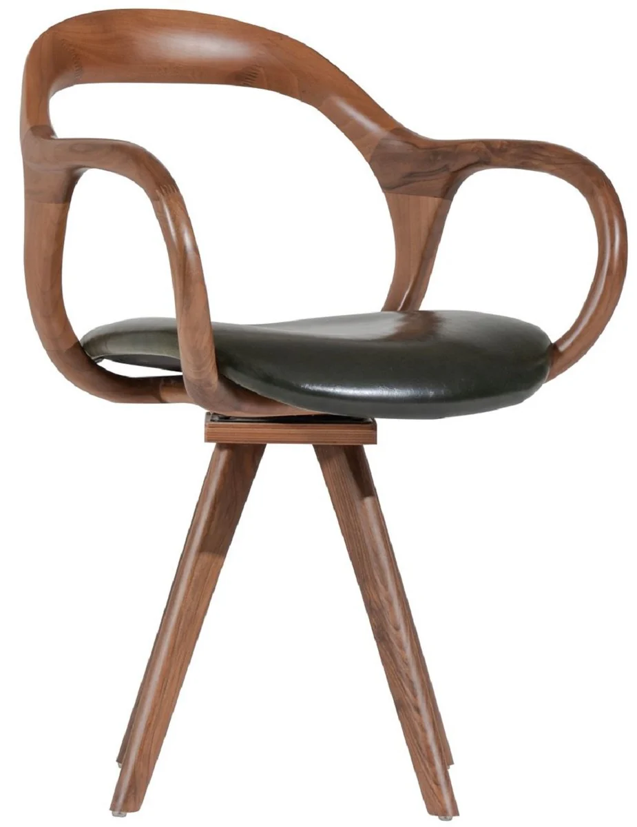 Casa Padrino silla giratoria de lujo con reposabrazos marr¨®n / verde oscuro A. 83 cm