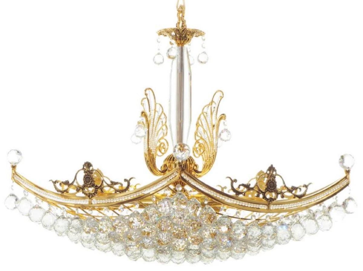 Casa Padrino araña de luces barroco de lujo oro Ø 80 x A. 65 cm - Magnífica lámpara de araña de latón con cristal fino - Noble & Magnífica