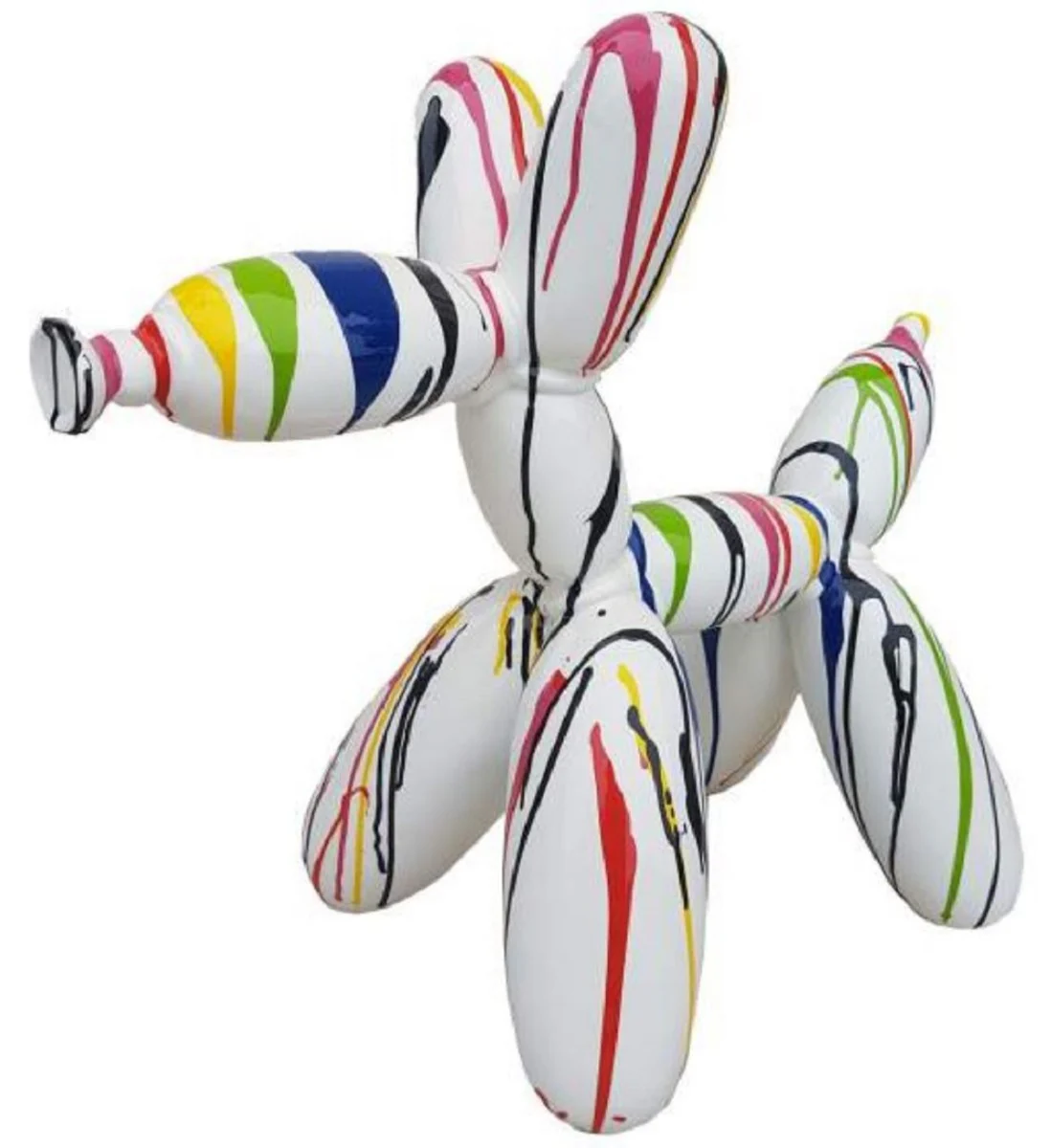 Casa Padrino escultura decorativa de diseño de lujo perro de globo blanco / multicolor 100 cm - Figura decorativa grande XXL - Escultura decorativa XXL - Esculturas y figuras decorativas XXL