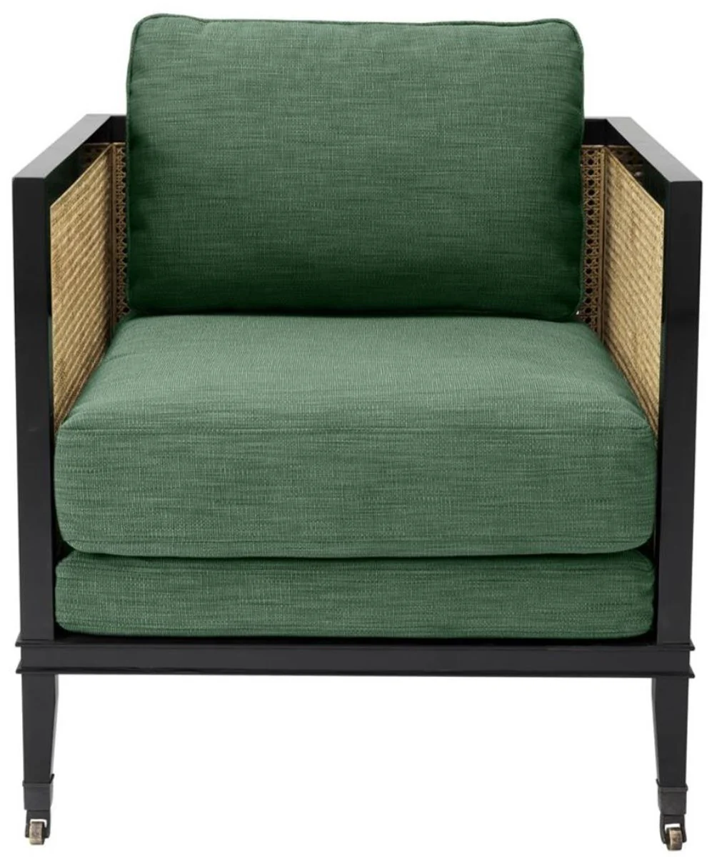 Casa Padrino Sillón de Lujo Verde / Negro / Natural 71 x 68,5 x H. 84 cm - Muebles para Hoteles