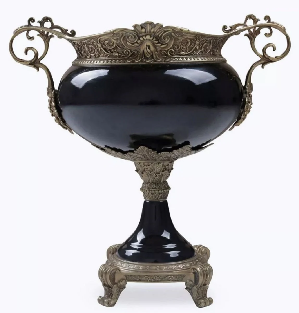 Casa Padrino cuenco de porcelana barroco negro / bronce A. 36 cm - Accesorios decorativos barrocos
