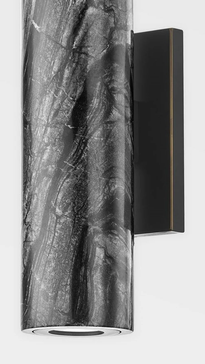 Casa Padrino l¨¢mpara de pared LED de m¨¢rmol de lujo negro / lat¨®n 6,35 x 8,89 x A. 25,4 cm - L¨¢mpara de pared de sal¨®n - L¨¢mpara de pared de hotel - L¨¢mpara de pared de restaurante - Luces de lujo