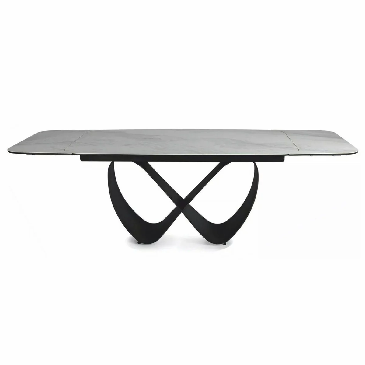 Casa Padrino Mesa de Comedor de Lujo Blanco Mate / Negro Mate 160-240 cm - Extensible