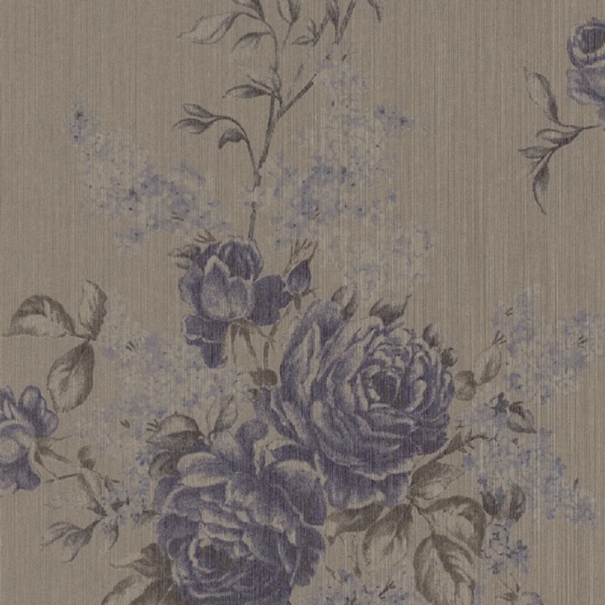 Casa Padrino papel tapiz textil barroco gris / taupe / azul 10,05 x 0,53 m - Papel Pintado con Motivo Florales