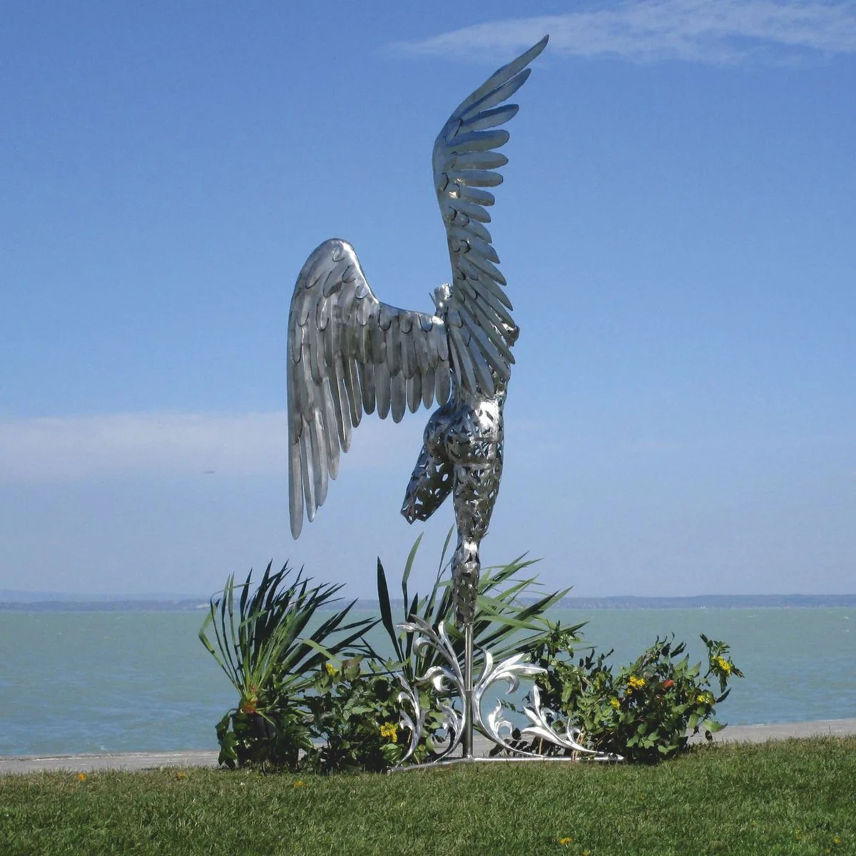 Casa Padrino escultura decorativa de lujo ¨¢ngel plata A. 230 cm - Figura gigante de jard¨ªn