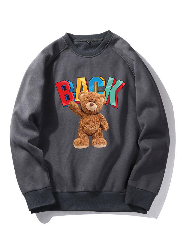 Cute Bear Print Raglan Sleeve Sweatshirt