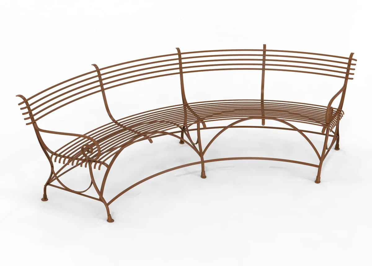 Casa Padrino Banco de Jardín Art Nouveau 190 x 148 x A. 90 cm - Varios Colores - Banco curvo de hierro forjado con patas de caballo - Muebles de Jardín y Terraza Art Nouveau de Hierro Forjado