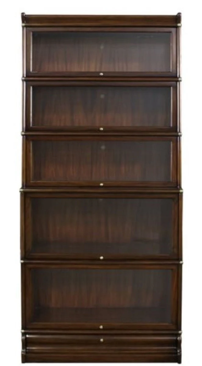 Casa Padrino armario de libros de lujo de caoba con 5 puertas de vidrio y un cajón marrón oscuro 86 x 36,5 x H. 197 cm - Muebles de Lujo