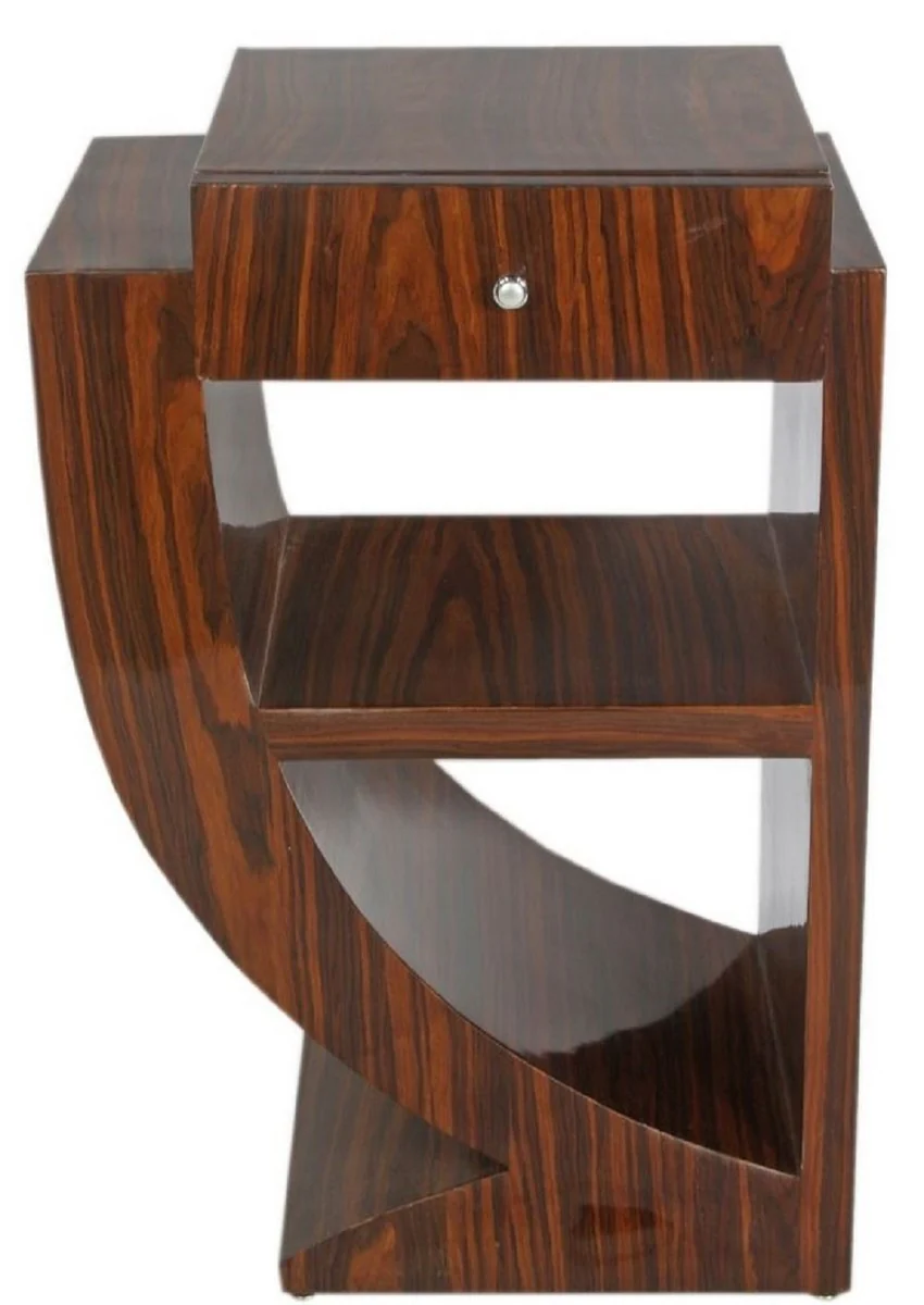 Casa Padrino Conjunto de Mesa Auxiliar Art Déco Marrón 50 x 40 x H. 75 cm - Mesas Auxiliares de Caoba con Cajón - Mesitas de Noche - Calidad de Lujo