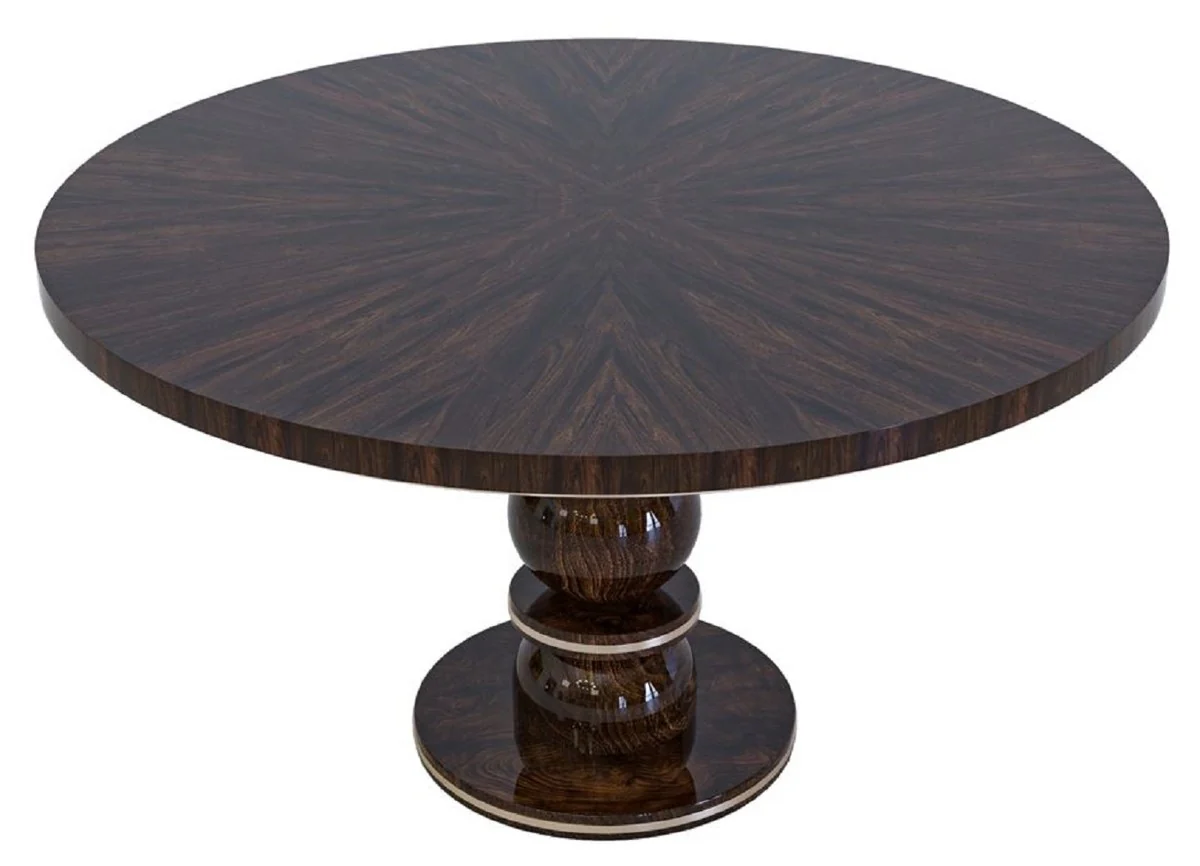 Casa Padrino mesa de comedor de lujo marr¨®n oscuro / lat¨®n ? 150 x A. 76 cm - Mesa de comedor redonda de madera maciza - Muebles de comedor - Muebles de lujo