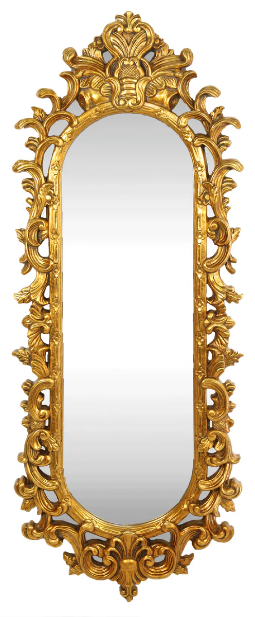 Casa Padrino Espejo de Pared Barroco Oro 55 x H. 125 cm - Espejo de Armario Hecho a Mano - Noble y Magn¨ªfico