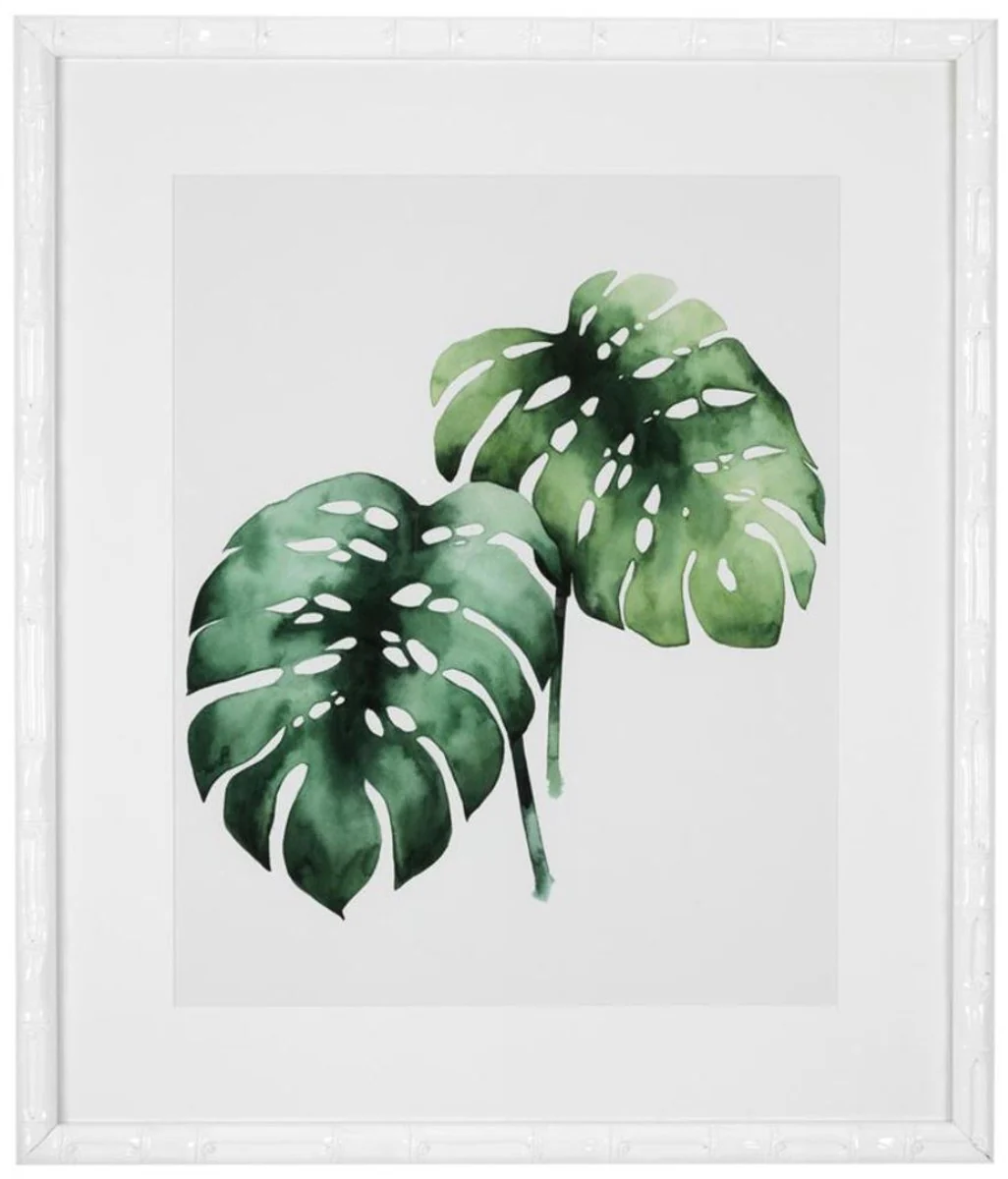 Casa Padrino Images / Art Print Conjunto de Plantas Tropicales Verde / Blanco 59 x H. 69 cm - Decoración de Lujo