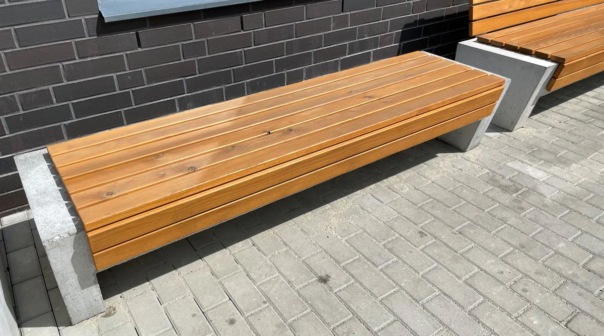 Casa Padrino banco de parque - banco urbano natural / gris 200 cm