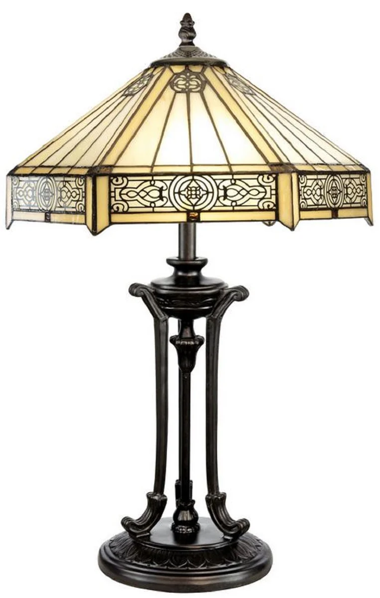 Casa Padrino lámpara de mesa Tiffany de lujo multicolor Ø 40 x A. 59 cm - Lámpara de escritorio Tiffany - Lámpara de decoración de sala de estar - Luces Tiffany de lujo
