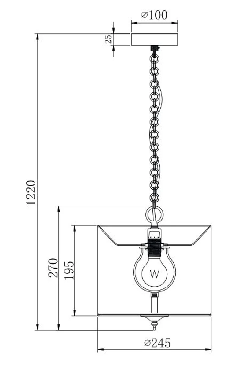 Casa Padrino pendant lamp gold / white Ø 24.5 x H. 19.5 cm - Hotel & Restaurant Furniture