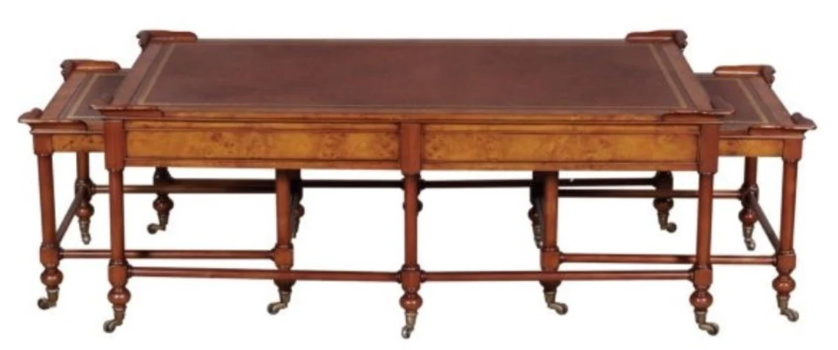 Casa Padrino mesa de centro de caoba de lujo marrón claro / marrón 133 x 81 x H. 50 cm - Calidad de Lujo