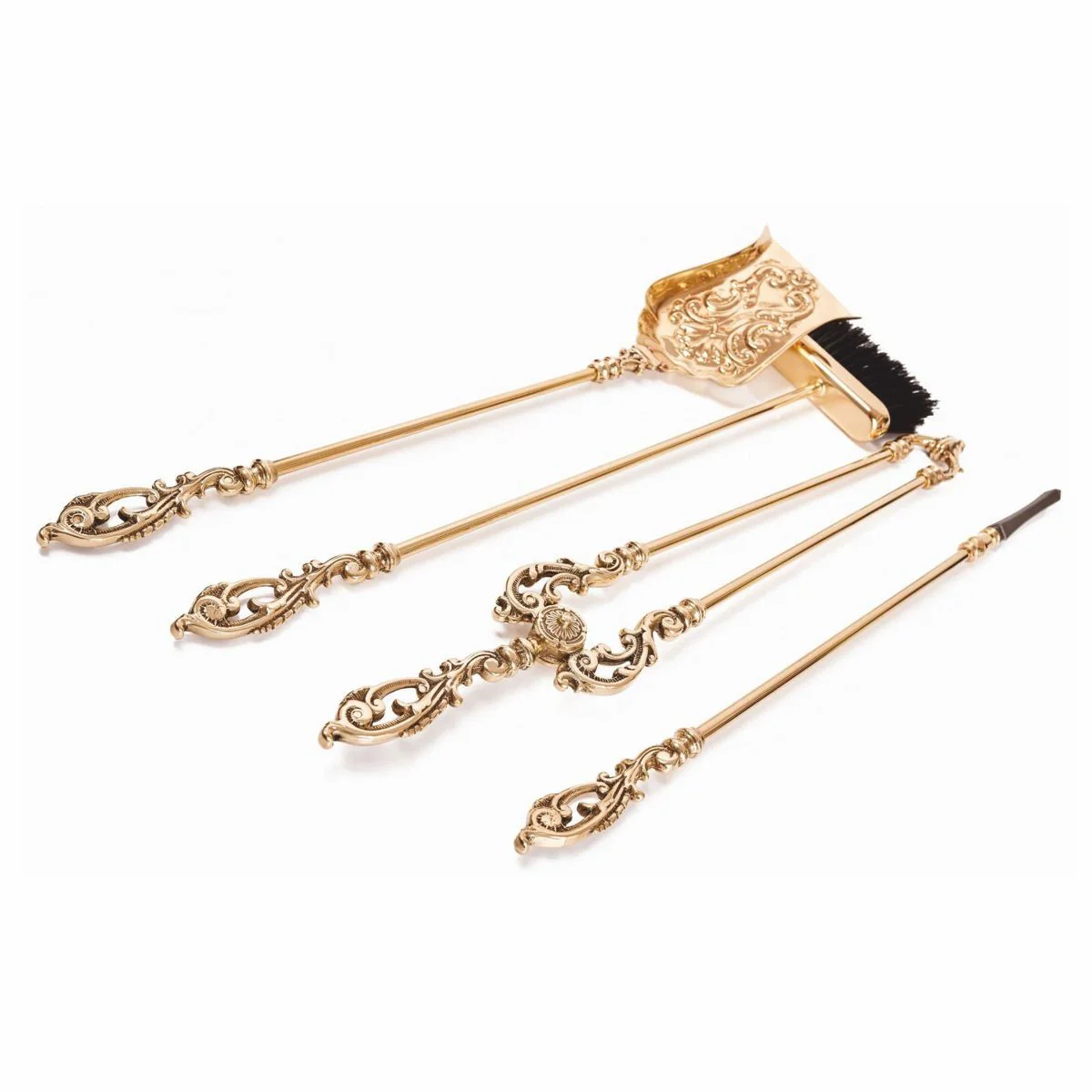 Casa Padrino cubiertos para chimenea barrocos con soporte oro A. 80 cm - Accesorios para chimenea