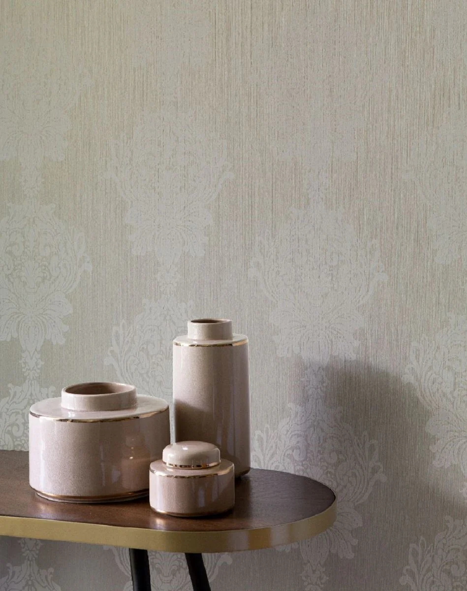 Casa Padrino papel pintado no tejido barroco beige - Papel pintado de salón de estilo barroco con patrón elegante - Decoración de salón barroco - Decoración de pared en estilo barroco