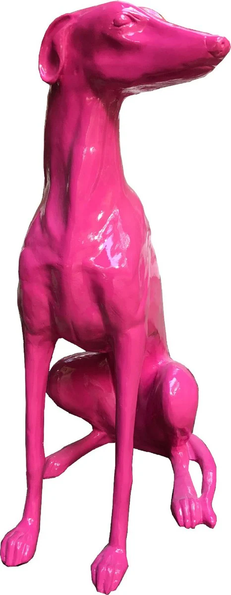 Casa Padrino figura decorativa de diseño galgo rosa 35 x 55 x A. 80 cm - Escultura decorativa resistente a la intemperie - Decoración de Sala de Estar - Decoración de Jardín