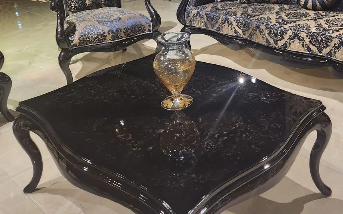 Casa Padrino mesa de centro barroco de lujo negro - Magn¨ªfica mesa de sal¨®n de estilo barroco - Muebles de sal¨®n de lujo en estilo barroco - Muebles barrocos - Noble y Magn¨ªfico