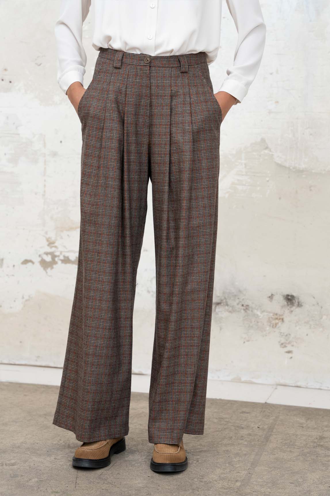 Rivera-spain Pantalón Aretha cuadros escoceses marrón