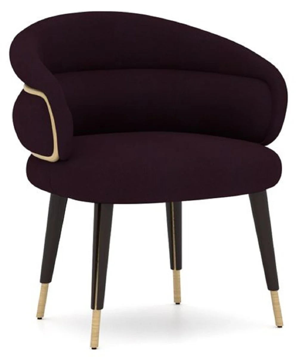 Casa Padrino conjunto de 8 sillas de comedor de lujo p¨²rpura / negro / beige - Sillas de cocina con reposabrazos - Muebles de comedor - Muebles de restaurante - Muebles de hotel - Muebles de lujo