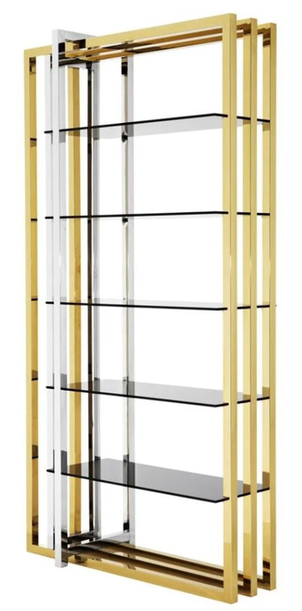 Mueble estanter¨ªa de acero inoxidable dise?ador Casa Padrino con cristal ahumado 120 x 46 x H. 230 cm - lujo muebles del hotel