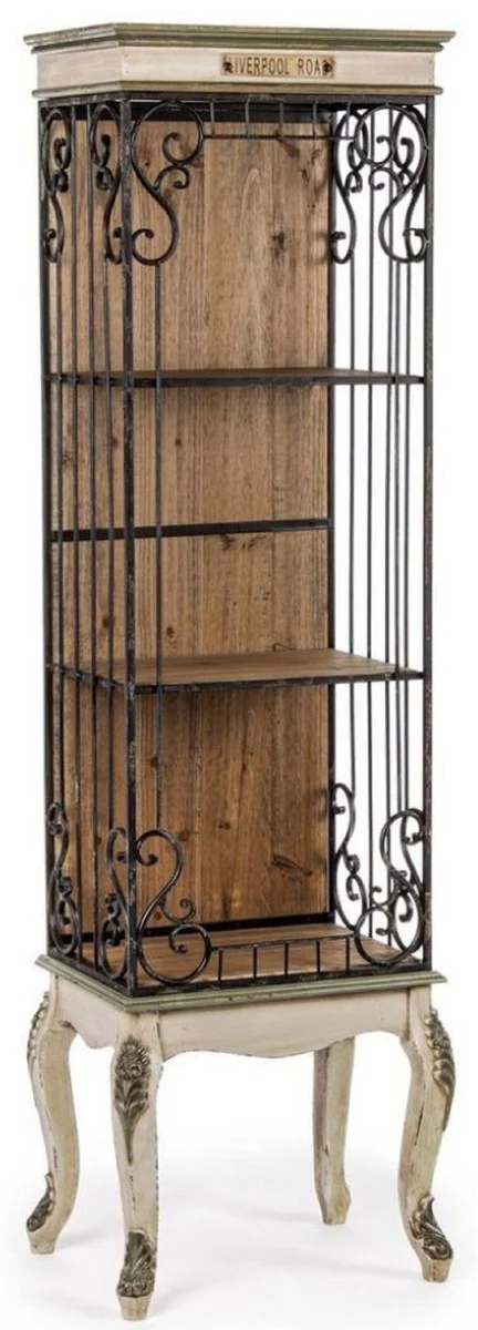 Casa Padrino armario de libros barroco crema / marr¨®n 46,2 x 33 x A. 159,5 cm - Armario estanter¨ªa barroco - Armario de sal¨®n barrocos - Armario de oficina barrocos - Muebles barrocos