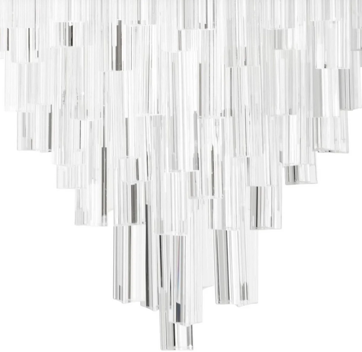 Casa Padrino Lámpara de Araña Art Deco de Lujo Plata Ø 42 x A. 61.5 cm - Lámpara de Araña de Hotel y Restaurante