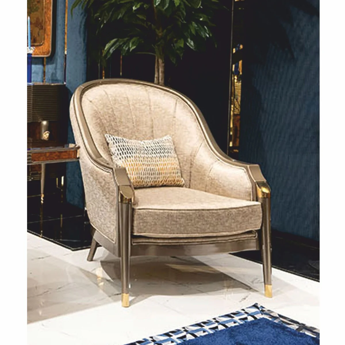 Casa Padrino sill¨®n de lujo gris / oro A. 102 cm - Muebles de sal¨®n y hotel