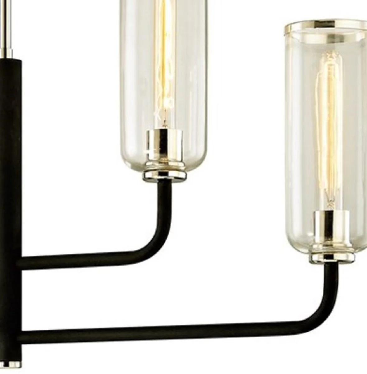 Casa Padrino araña de lujo negro / plata 109,2 x 12,1 x H. 55,9 cm - Araña con Pantallas de Vidrio