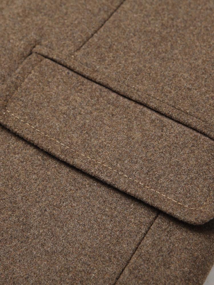 Wide Lapel Woolen Overcoat