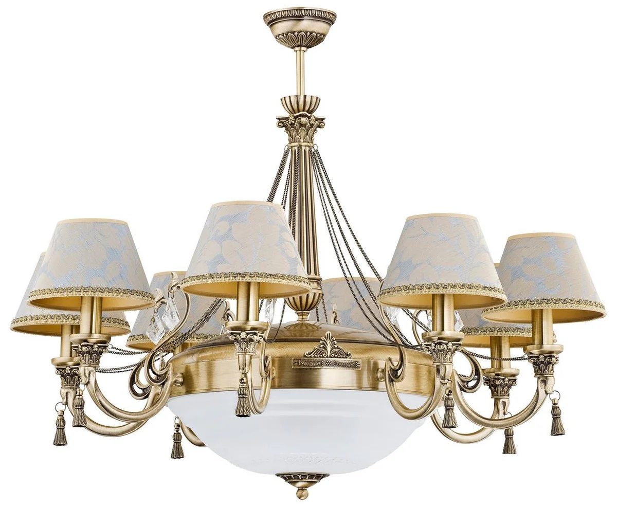 Casa Padrino ara?a de luces barroco de lujo lat¨®n con p¨¢tina / blanco ? 95 cm