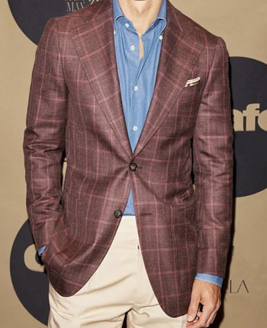 Vintage Plaid Notch Lapel Two Button Pocket Blazer