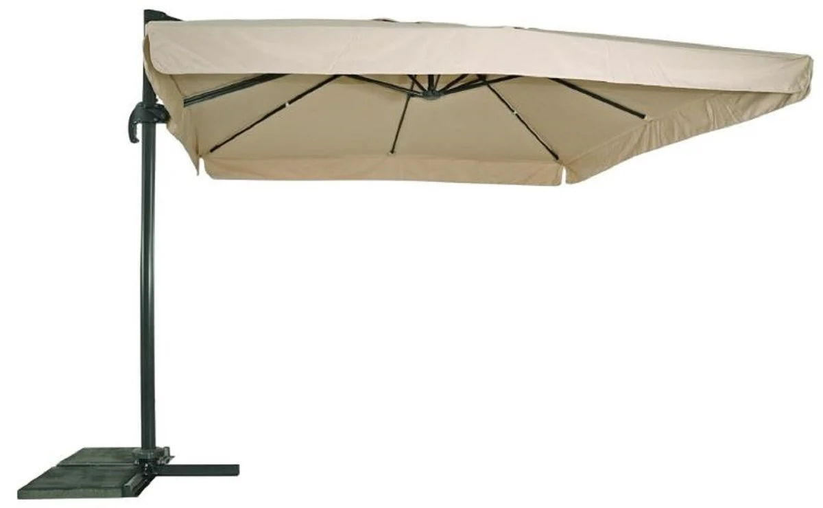 Casa Padrino sombrilla semáforo de lujo con soporte antracita / natural 300 x 300 cm - Sombrilla de jardín - Sombrilla de patio - Sombrilla de balcón - Accesorios de balcón terraza jardín