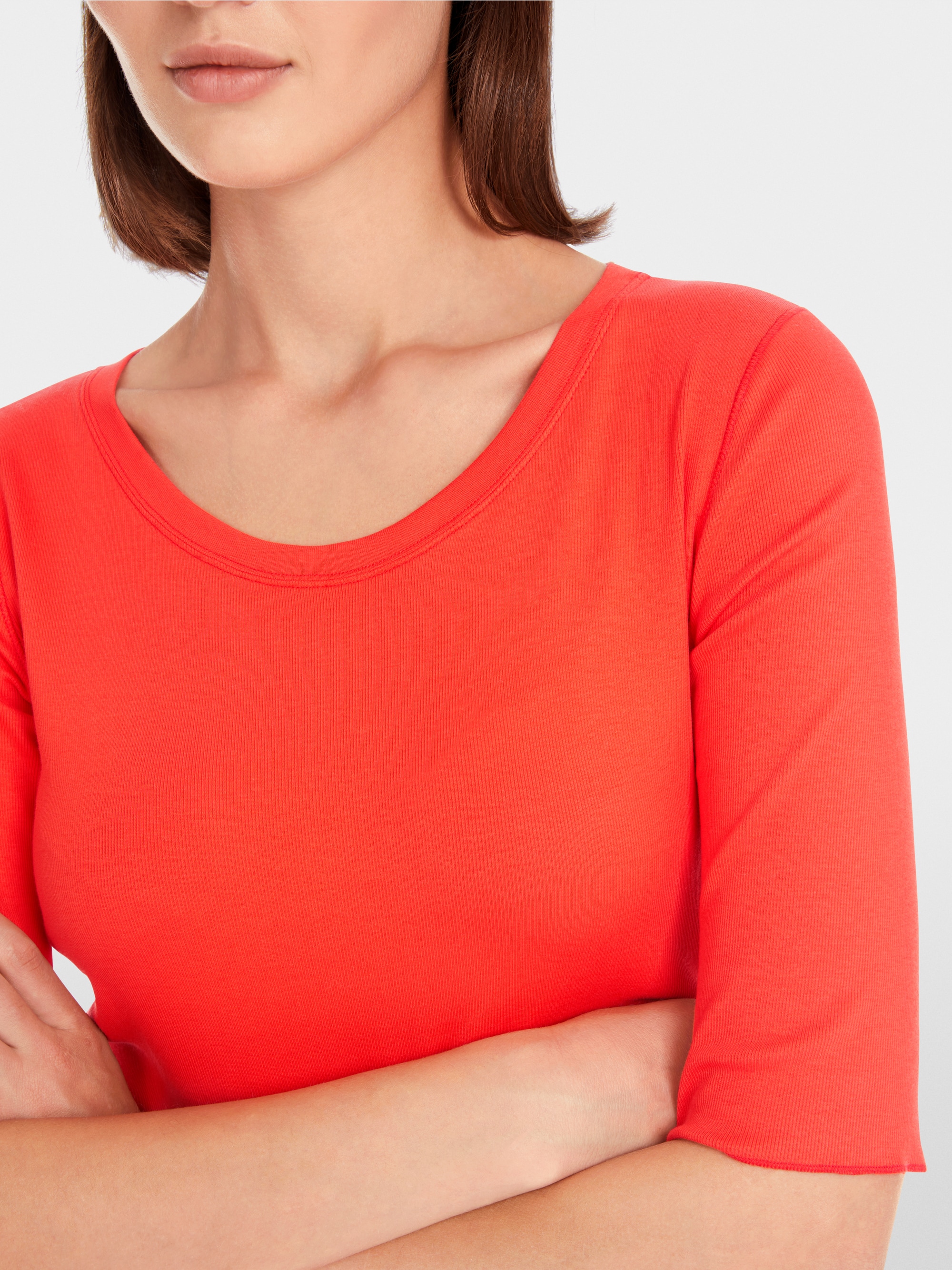 Marc-Cain Solid T-shirt in stretchy cotton rib