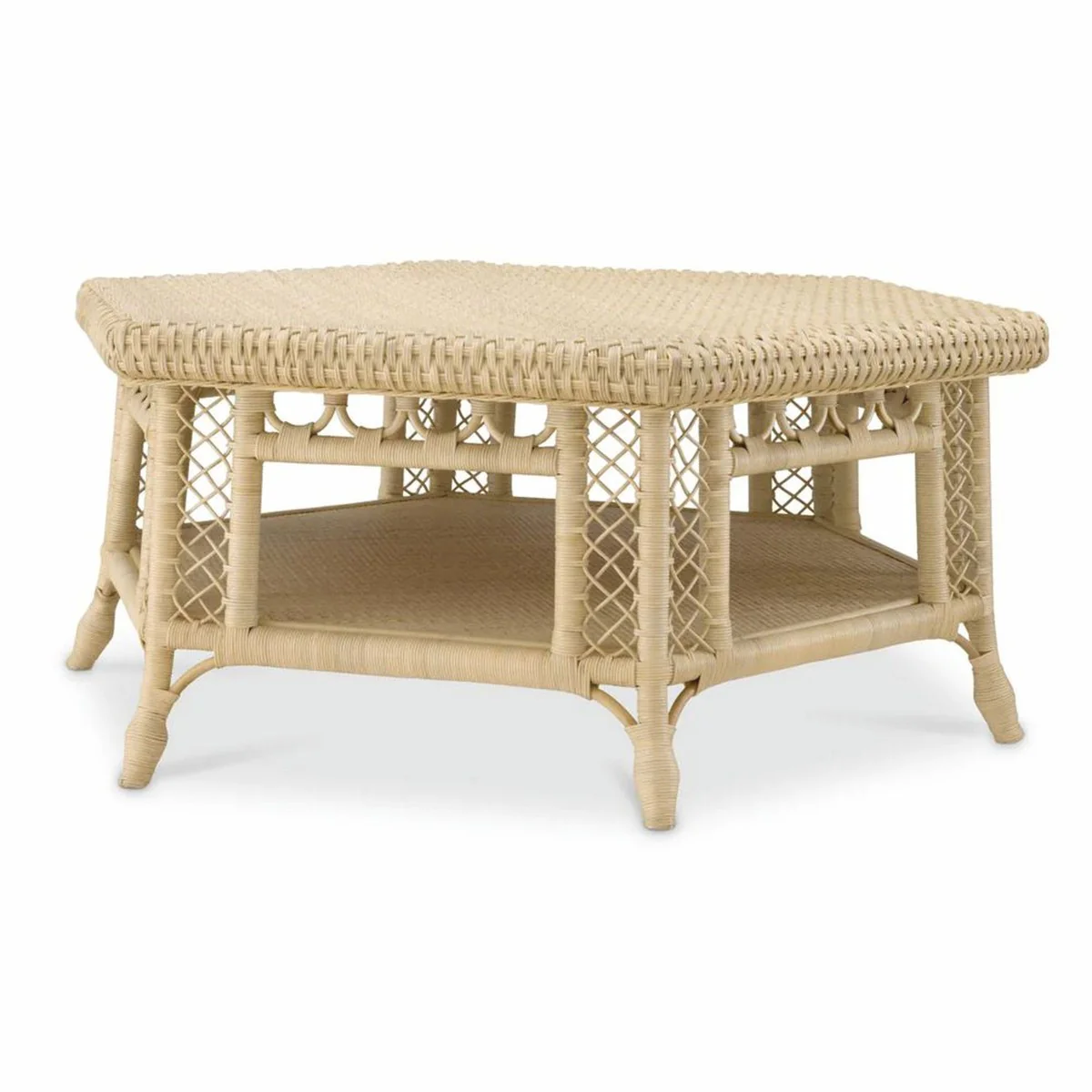 Casa Padrino mesa de centro de rat¨¢n de lujo natural 120 x 105 x A. 50 cm - Muebles de sal¨®n