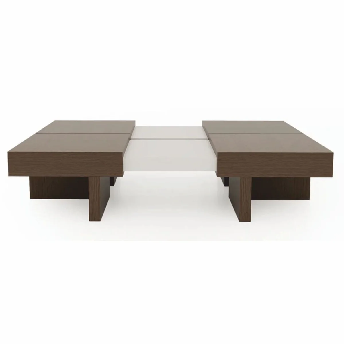 Casa Padrino mesa de centro de lujo marr¨®n / blanco 100-140 cm - Mesa de sal¨®n extensible