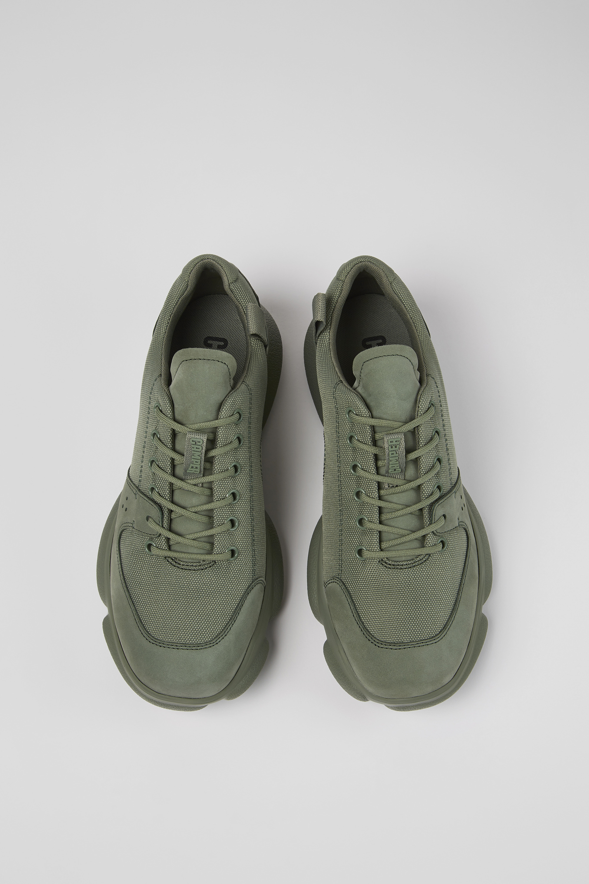 Karst - Green leather and recycled PET sneakers for men