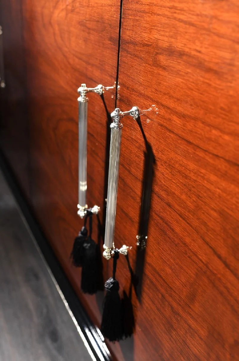 Casa Padrino aparador barroco de lujo marrón / negro / plata - Mueble noble de madera maciza con 4 puertas - Muebles Barrocos