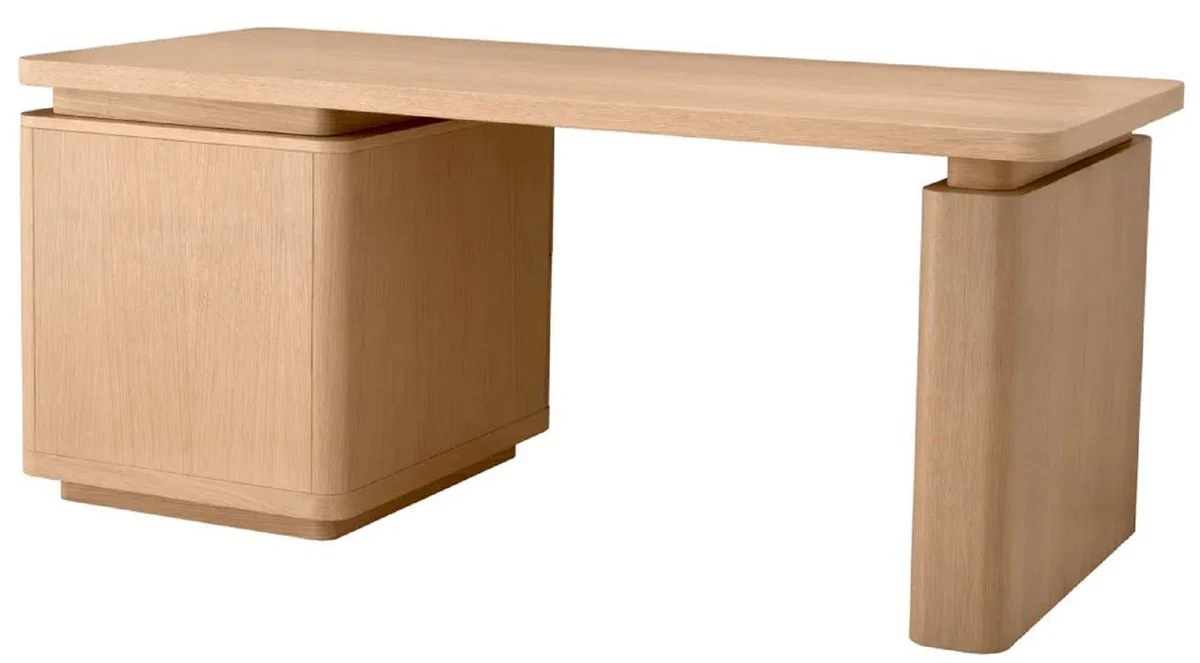 Casa Padrino escritorio de madera maciza de lujo natural / bronce 180 x 80 x A. 76 cm - Escritorio de oficina - Escritorio de computadora - Muebles de oficina - Muebles de lujo - Calidad de lujo