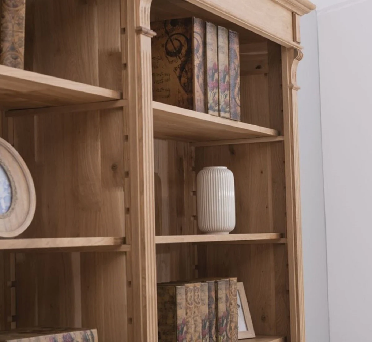 Casa Padrino armario de madera de roble de estilo campestre natural 223 x 51 x A. 228 cm - Muebles de madera maciza de estilo campestre