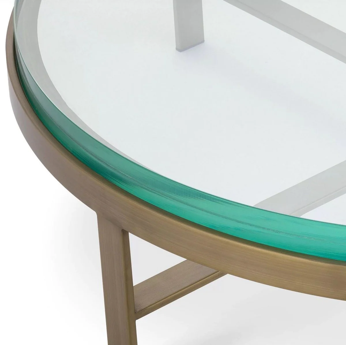 Casa Padrino mesa de centro de lujo lat¨®n ? 97,5 x A. 30 cm - Mesa de sal¨®n redonda con tapa de vidrio - Muebles de sal¨®n - Muebles de lujo - Interiores de sal¨®n - Interiores de lujo