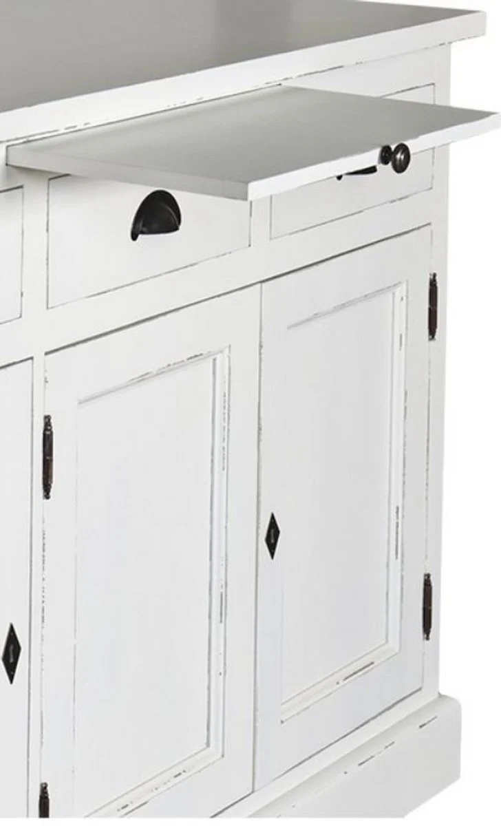Casa Padrino gabinete de cocina de estilo country blanco antiguo 137 x 50 x H. 197 cm - Gabinete de Cocina de 2 Piezas con 5 Puertas y 7 Cajones
