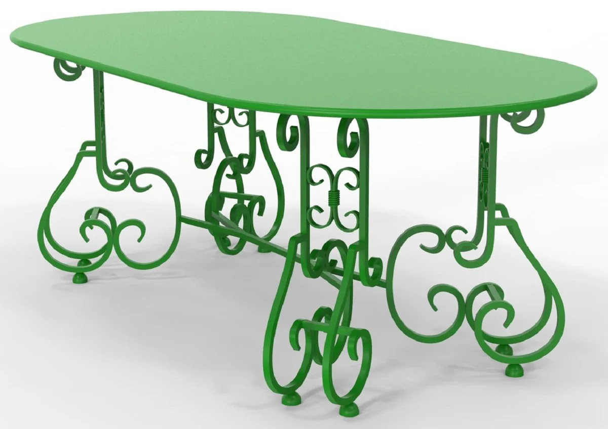Casa Padrino mesa de jardín Art Nouveau 200 x 100 x A. 73,5 cm - Varios Colores - Mesa de jardín y terraza ovalada de hierro forjado - Muebles de jardín y terraza Art Nouveau de hierro forjado