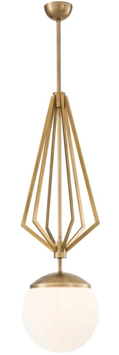 Casa Padrino araña de lujo latón antiguo / blanco Ø 32,5 x H. 105 cm - Muebles de Lujo