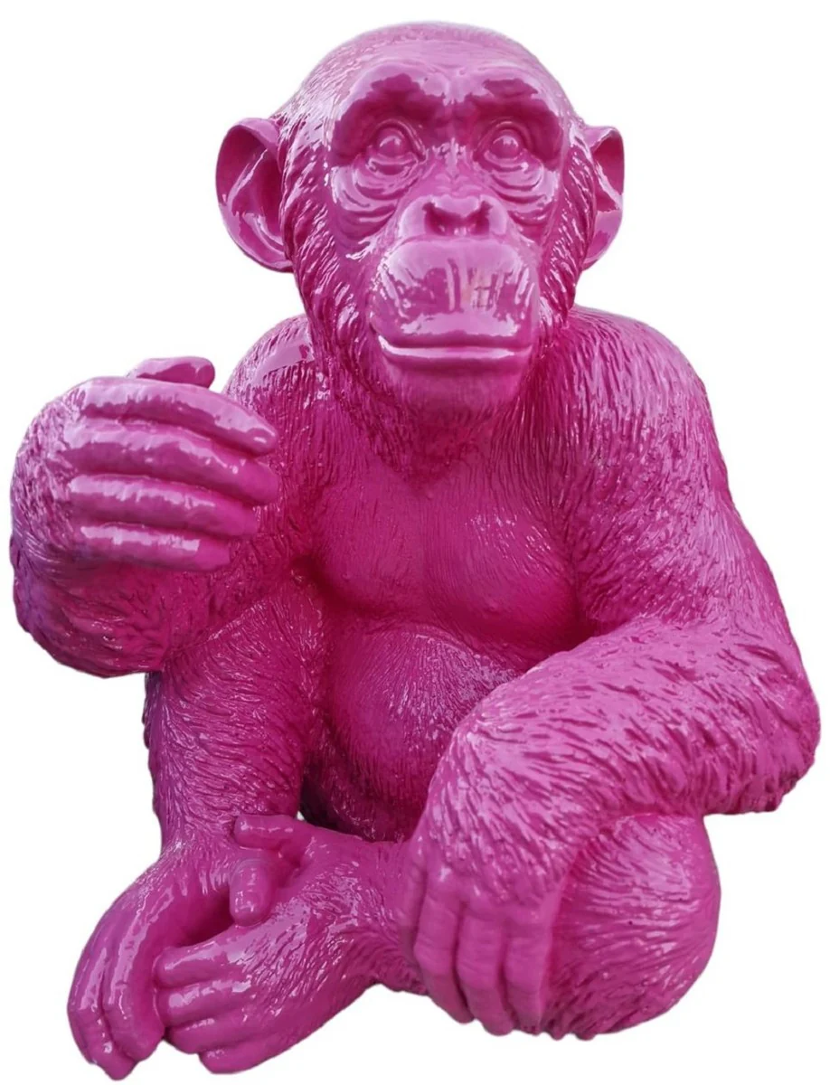 Casa Padrino figura decorativa de diseño de lujo mono púrpura 45 x 39 x A. 55 cm - Figura decorativa de salón - Figura decorativa de lujo - Figura decorativa de diseño