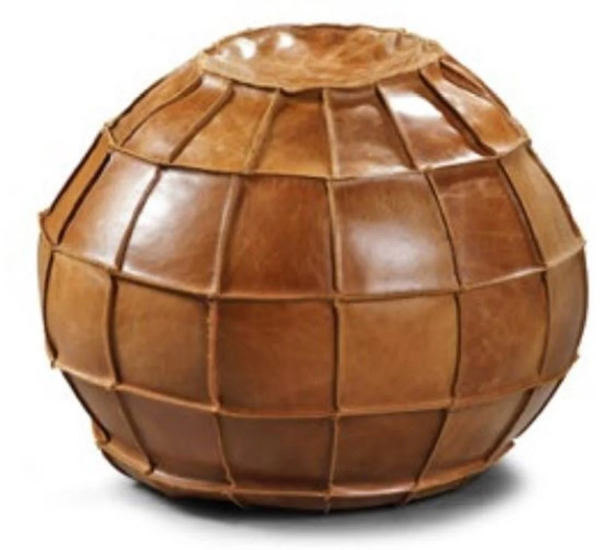 Casa Padrino taburete de cuero de lujo marr¨®n ? 60 cm - Taburete redondo de cuero aut¨¦ntico - Reposapi¨¦s - Muebles de sal¨®n